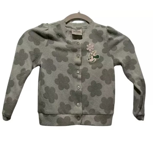Disney Junior Minnie Girls Cardigan Sweater Green Long Sleeve Soft Size 5t - Picture 1 of 3